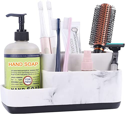 zccz Weiße Badezimmer-Organizer-Arbeitsplatte – Badezimmer-Theken-Organizer für Badezimmer-Accessoires – Zahnbürsten-Organizer für Waschbecken – Badezimmer-Waschtisch-Organizer