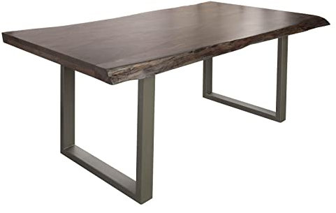 MASSIVMOEBEL24.DE Baumtisch Akazie 160x90x77 grau lackiert/U-Beine Silber matt Freeform 5