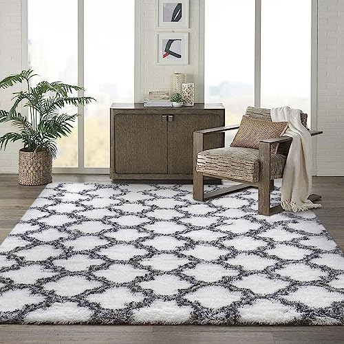 N / A Tappeto a Pelo Lungo per Salotto, Moderni, per Soggiorno Shaggy, Scendiletto Camera da Letto, Cameretta Peluche Grande(Bianco, 120 * 160cm)