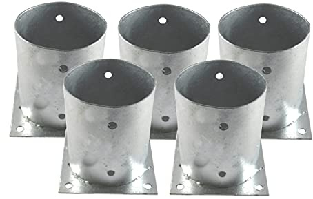 5x Verzinkter Pfostenträger Set 150mm | Aufschraubhülse Bodenhülse für Holzpfosten Ø120mm | Zaunträger, Carport, Pavillon, Pergola, Spielplatz, stabile Betonbefestigung