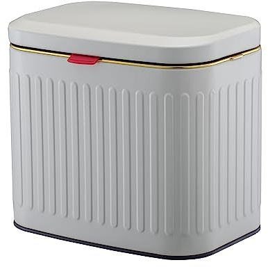 Smartbin 4L Cubo de Basura en Acero al Carbono Puerta Montado en la Pared 2 Maneras Tapa Deslizante Encimera Cocina Baño Colgante Gabinete Puerta Contenedor de Abono Cubo de Basura Compostador Marfil
