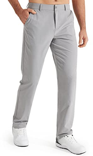 Libin Herren Golf Hosen Stretch Slim Fit Anzughose 30/32 Quick-Drying Leichter Komfort Casual Hose mit Taschen, Bundweite & Schrittlänge, 30, 32, Light Grey