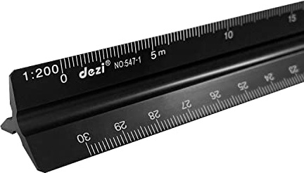 1 Stück schwarzes Lineal aus Aluminiumlegierung, Lineal aus Metalldreieck, geeignet für Studenten, Ingenieure und Architekten
