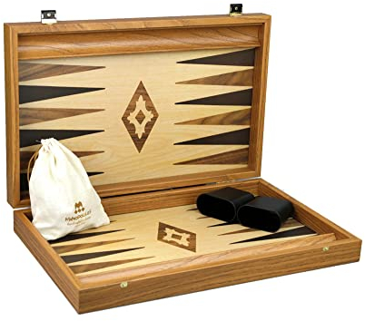 Manopoulos Backgammon-Set, Eiche und Walnuss, 58 cm (23 Zoll) Aufbewahrungsregale im Lieferumfang enthalten