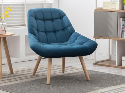 Vente-unique - Fauteuil en Velours Bleu Canard LUOSTO - Scandinave