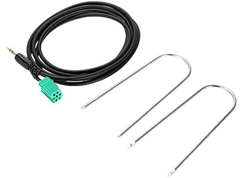 Câble adaptateur d'entrée auxiliaire jack 3,5 mm MP3 1,5 m de remplacement pour Renault Clio Megane Laguna Modus 2005-2011 Noir