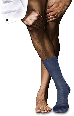 FALKE Herren Socken Highshine M So Seide Baumwolle gemustert 1 Paar, Blau Bluestone 6067, 45-46