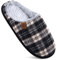 COFACE Herren Rückstellschaum hausschuhe, warme plaid Pantoffeln für manner, flauschig plüsch Gefüttert mit Rutschfeste Gummisohle Schwarz Weiß Größe 44EU