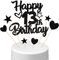 Conruich Tortendeko 13. Geburtstag Jungen, Kuchendeko Happy 13th Birthday Schwarz, Glitzer Kuchen Topper 13. Geburtstag Ballons Konfetti Papierfächer für Geburtstagstorte Deko 13 Jahre Junge Mädchen