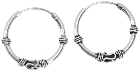 GURU SHOP Ethno Ohrringe, Silbercreolen, Creolen Unterschiedlichen Größen - Modell 1, Size:1,8 cm