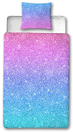 Yasida BettwäSche Bunt MäDchen BettwäSche 135 X 200 Aesthetic BettwäSche Muster Mit Weltraum Stern Kosmos Rosa Lila Mikrofaser 2-Teiliges 3d Kinder BettwäSche-Set 1 Bettbezug Mit 1 Kissenbezug 80x80cm