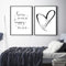 Herfair Bilder Wohnzimmer Poster 2er Set Schwarz-Weiß Liebe Text Wandbilder Wohnzimmer Einfachheit Wanddeko Leinwandbilder Ohne Rahmen (50 x 70 cm)