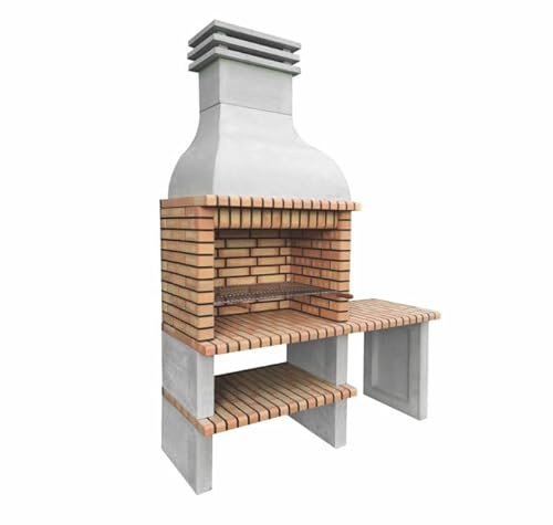MOVELAR Vorgefertigter Grill aus Holz und Kohle, Modell Paellero Ondara 85 (Grau, Orange - 178 x 70 x 255 cm), Ref: 3915 - Outdoor-Küche für Garten oder Terrasse