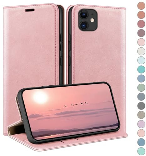 HUOUH for iPhone 12/iPhone 12 Pro 6,1 Wallet case with RFID Blocking PU Leather,Credit Card Holder,Flip Folio Book Phone cases Shockproof Cover Women Men for Apple 12 case Rose Gold