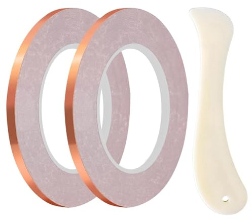 HiCOZZIE Kupferfolienband mit 5 mm Rückseite für Buntglas (2 Rollen), Langlebig, Einfach zu Verwenden