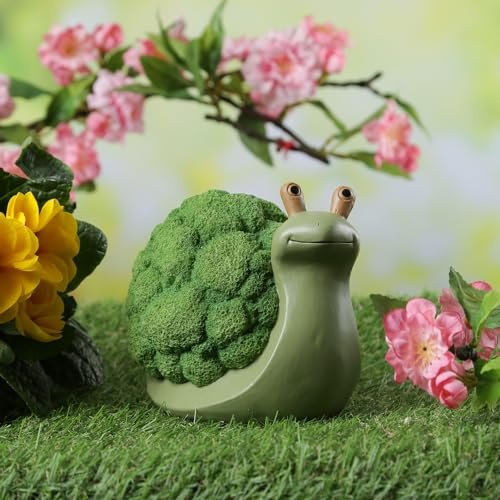MARELIDA Schnecke BROKKOLI - Gartenfigur - Dekofigur - Polyresin - H: 11cm - für Außen - grün