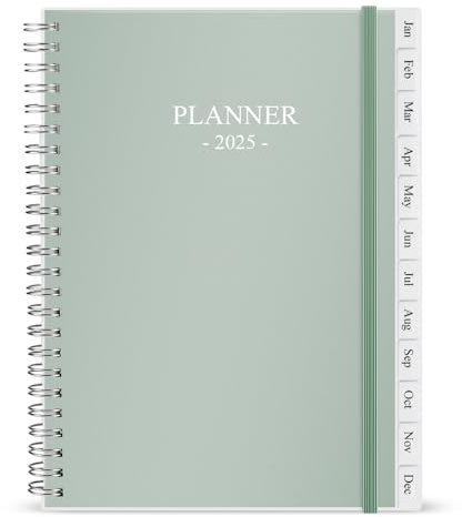 Planer 2025-2026 – Teacher Planer, Student Planer, Monatsplaner von July 2025 bis June 2026, 15,9 x 21cm, 12 monatliche Registerkarten, 14 Notizseiten, Kunststofftasche, mit Doppeldrahtbindung, Planer