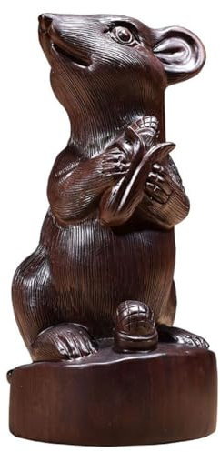 Modern Art Sculpture Carved Wooden Mouse Ornament Wooden Mouse Home Living Room Decoration Crafts Personalized Home Decor(11.02in)