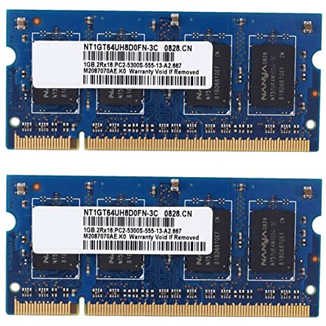 Plawee 2X Memoria RAM DDR2 per Laptop da 1 GB PC2-5300S 667MHz 1.8V 2RX16 Memoria per Notebook SODIMM da 200 Pin per AMD