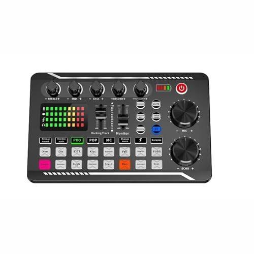 DJ Controller F998 Live Sound Card and Audio Interface with DJ Mixer Effects and Voice Changer, Stereo Audio Mixer DJ starter kit