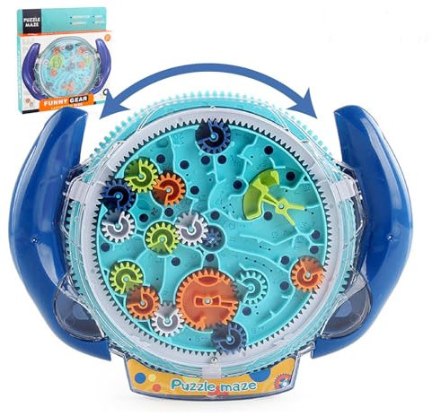 Georgie Porgy Labyrinth Puzzle Spiel für Kinder Brettspiel Reisespiel 3D Brain Teasers Herausforderungen Coole Zahnrad Disk Spielzeug Geschenke für Jungen Mädchen (Blau)
