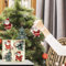 Trimming Shop 8Pcs Wooden Christmas Hanging Decoration, Traditional Ornaments, Red & Green Xmas Tree Pendants, Santa Claus Bauble Decor for Gift Tags