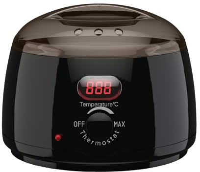 Chauffe-cire pour l'epilation,Machine a cire avec controle automatique de la temperature,convient pour le visage,les sourcils,le corps,controle de la temperature ajustable,ecran LCD (400-Noir)