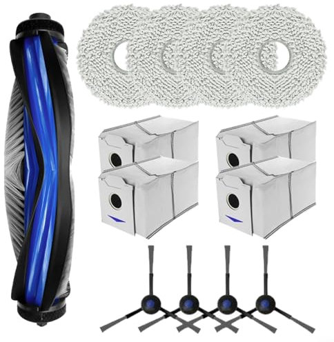 Puupaa Ersatzteile für Ecovacs für DEEBOT N30, N30 Pro für Omni Roboter-Staubsauger, Zubehör 1 Hauptbürste, 4 Seitenbürsten, 4 Wischtuch, 4 Staubbeutel