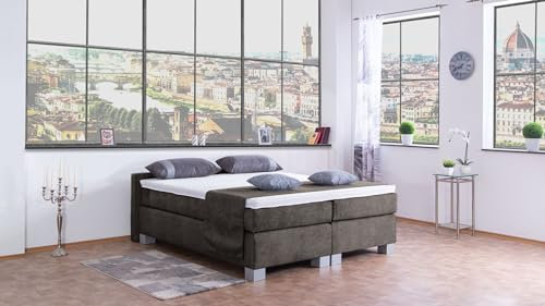 Boxspringbett City 240x220, DS-Anthracite, 7-Zohnen Taschenfederkernmatratze, Komfortschaum - Inklusive Aufbau - Deutscher Hersteller