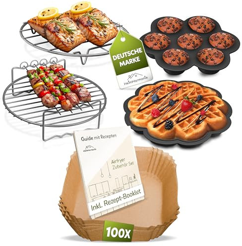 HeimHarmonie® Accessori friggitrice ad aria calda, set completo da 10 pezzi, con stampo a nido d'ape, compatibile con Philips XL/XXL, Cosori 5,5 l/6,5 l, lavabile in lavastoviglie, Ø 21 cm, a partire