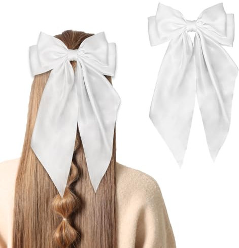 Nœud pour cheveux, pince à cheveux, nœuds pour cheveux pour femmes, gros nœud, épingle à cheveux, pinces à cheveux françaises, barrettes à cheveux, nœuds pour cheveux (blanc pur)