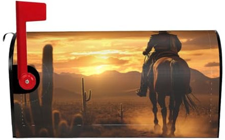 Cactus desierto occidental cactus con vaquero Caballo de conducción magnética impresión buzón cubierta Navidad invierno decoración estándar y tamaños grandes