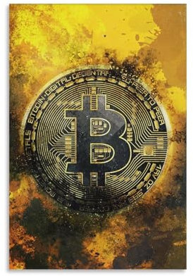 LZTEN Bitcoin Leinwanddruck, Pop-Art, Kryptowährung, Kunstwerk, Bürodekoration, Krypto-Wandkunst, BTC-Poster, Kunst, Bitcoin-Münzschild, Geschenk, Blockchain-Druck, Büro L