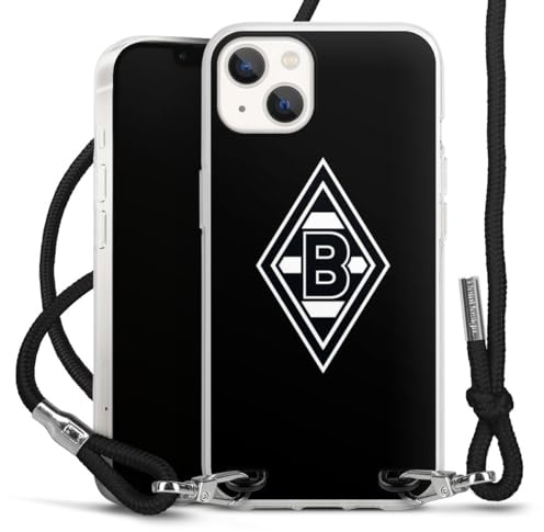 Carry Case kompatibel mit Apple iPhone 13 Hülle mit Band Handykette zum Umhängen schwarz Wappen Borussia Mönchengladbach Gladbach