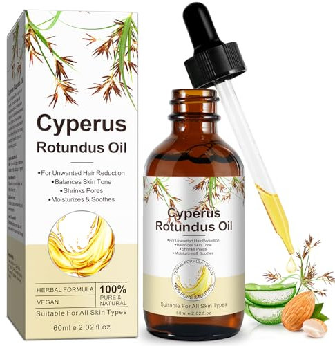 Olio Cyperus Rotundus per la depilazione, olio di cipero Ridurre la crescita dei capelli del corpo, pelle liscia e depilazione, riduce i pori, olio Cyperus Rotundus adatto a tutti i tipi di pelle 60ml