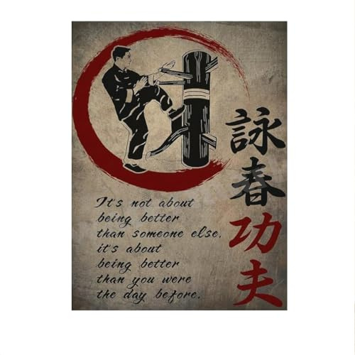 SSLDP LFHLI Chinesisches Kung Fu Poster Vintage Wandkunst Wing Chun Leinwand Malerei Und Drucke Modernes Zuhause Wohnzimmer Dekoration Bild 50x70x1cm Kein Rahmen