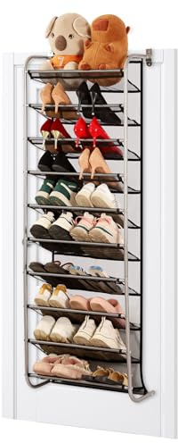 fifibang 10-Tier Tür Schuhregal, verstellbar über der Tür, Metallhaken Schuhorganizer