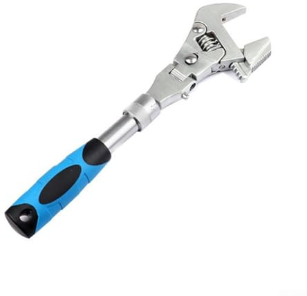 Clé à molette multifonction 5 en 1 de 25 cm avec cliquet, pliable à 180°, rotative, en acier chromé, convient pour l'eau, l'électricité, les climatiseurs et autres appareils, argent (baggée)