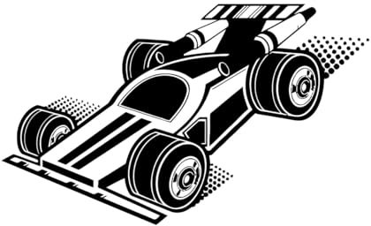 Adesivi da parete in vinile Auto a ruote scoperte Sport Formula Garage 54x89.9cm Non cade Nero