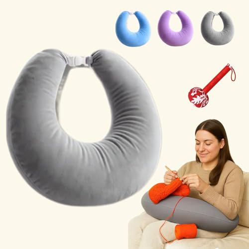 Snrtevu Ergonomisches Kissen Ihr Komfort VerbüNdeter FüR Kreative Momente, Lesekissen FüR Bett Und Sofa, Gaming Kissen, Zum Lesen, Spielen, Arbeiten, HäKeln, Reduziert Arm MüDigkeit (Grau)