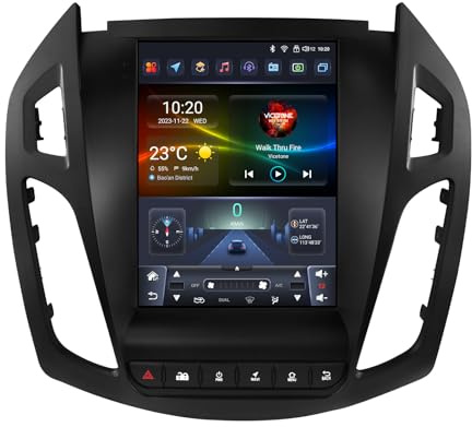 Ossuret - Radio de coche para Ford Tourneo Connect/Transit Connect (2013-2018), 8 núcleos 4G+32G GPS Navi de 9,7 pulgadas QLED inalámbrico CarPlay Android Auto Bluetooth