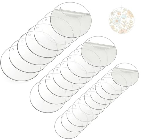 Placa acrílica transparente, 24 unidades de disco redondo acrílico de 5 cm, 7,5 cm, grosor 2 mm, paneles acrílicos circulares para manualidades y pinturas