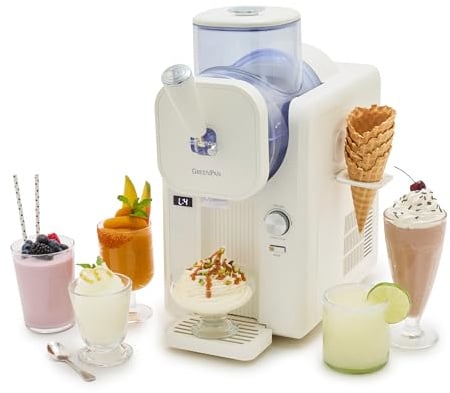 GreenPan Frost Ice Cream Maker & Slushie Machine, Cream | Soft Serve, Sorbet, Margaritas, Milkshakes & Frozen Yogurt, No Pre-Freezing, Ready in 15 Mins, 6 Modes, Self-Cleaning