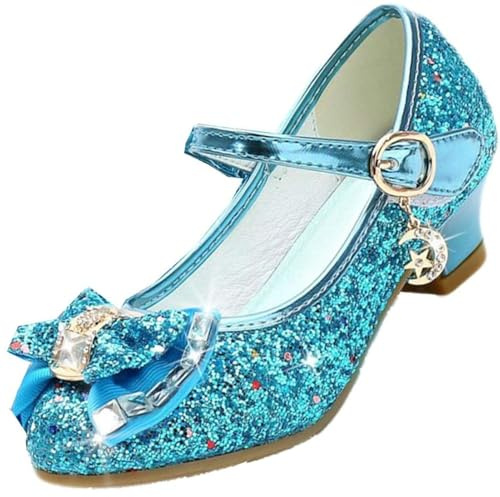 Jasmeko Stöckelschuhe für Mädchen Prinzessin Glitzer Absatz Schuh Ballerina