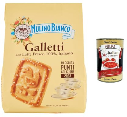 Italian Gourmet Bundle Galletti Kekse 3x 800g + Italian Gourmet Polpa – Italienische Frühstückskekse mit Milch, Butterkekse, Kaffeegebäck, Teegebäck, Familienpackung, Vorratspackung