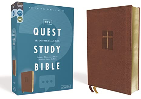 NIV, Quest Study Bible, Leathersoft, Brown, Comfort Print: The Only Q and A Study Bible
