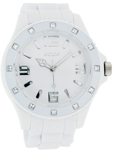Oozoo Herren-Armbanduhr XL Analog Silikon C4336 White Strass