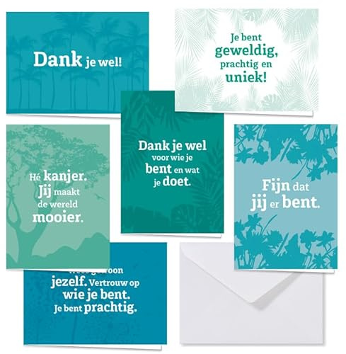 Dank je wel wenskaarten in box: 36 wenskaarten met envelop