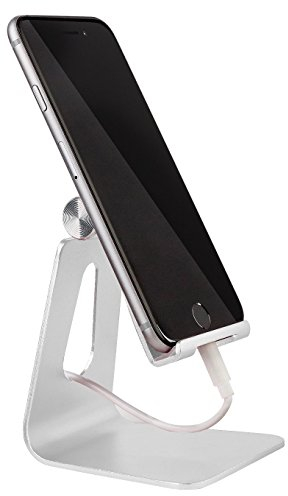 MyGadget Support Téléphone - Porte Smartphone Stand Dock Alu Base Multi Angle pour iPhone | iPad, Samsung Galaxy | Tablette iPad Mini Socle Argent