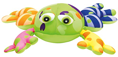 Mertens Kuscheltier Frosch, Stofftier (Plüschtier aus 100% Polyester, gefüllt mit Polystyrolkügelchen zum Kuscheln und Liebhaben, für Jungen/Mädchen & Babys, Größe ca. 34 x 12 x 32 cm), Mehrfarbig